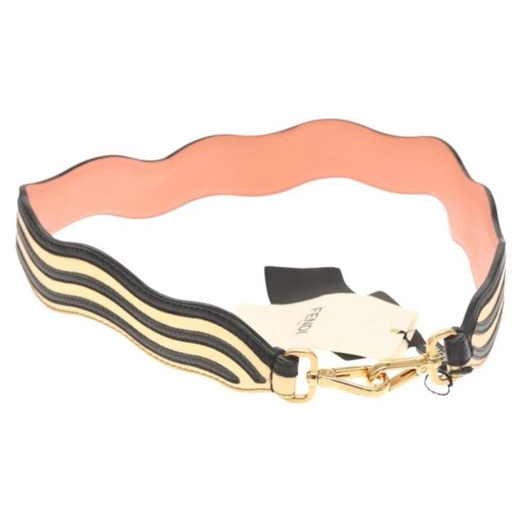 FENDI Strap You Shoulder Strap Leather Gold Auth - Picture 1 of 13